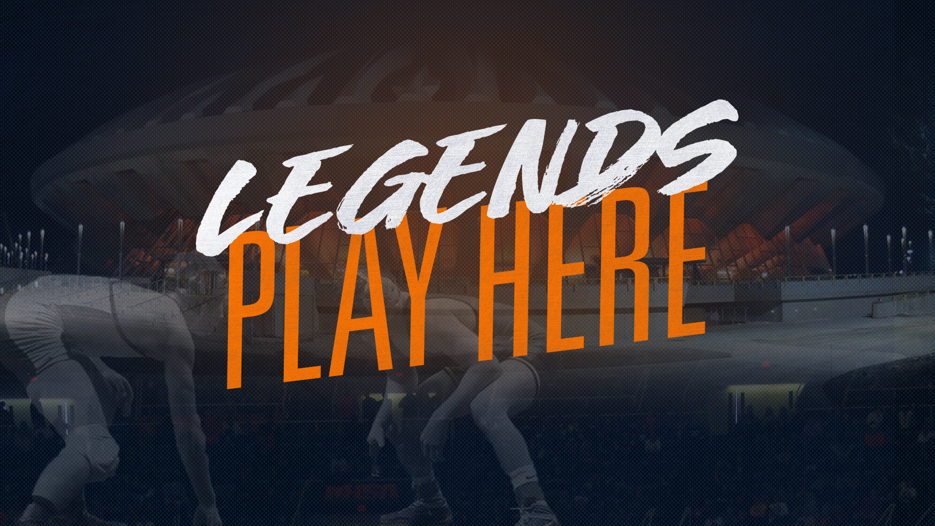 Legends Play Here with images of the State Farm Center and Wrestlers